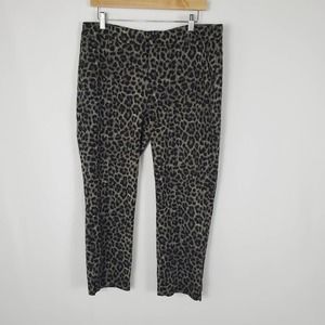 Cabi Leopard Animal Print Cropped Flat Front Pants Women's Size 14
